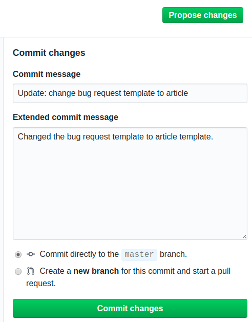GitHub templates - propose change
