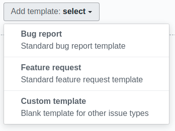 GitHub templates - select template