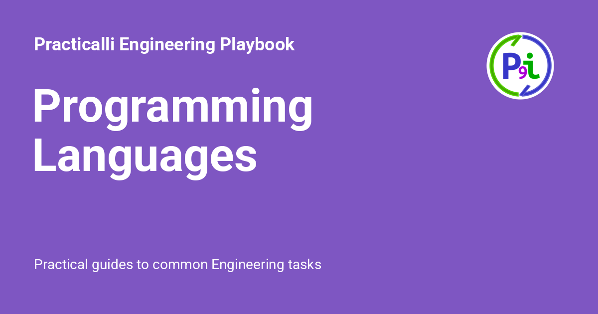 Programming Languages - Practicalli Engineering Playbook