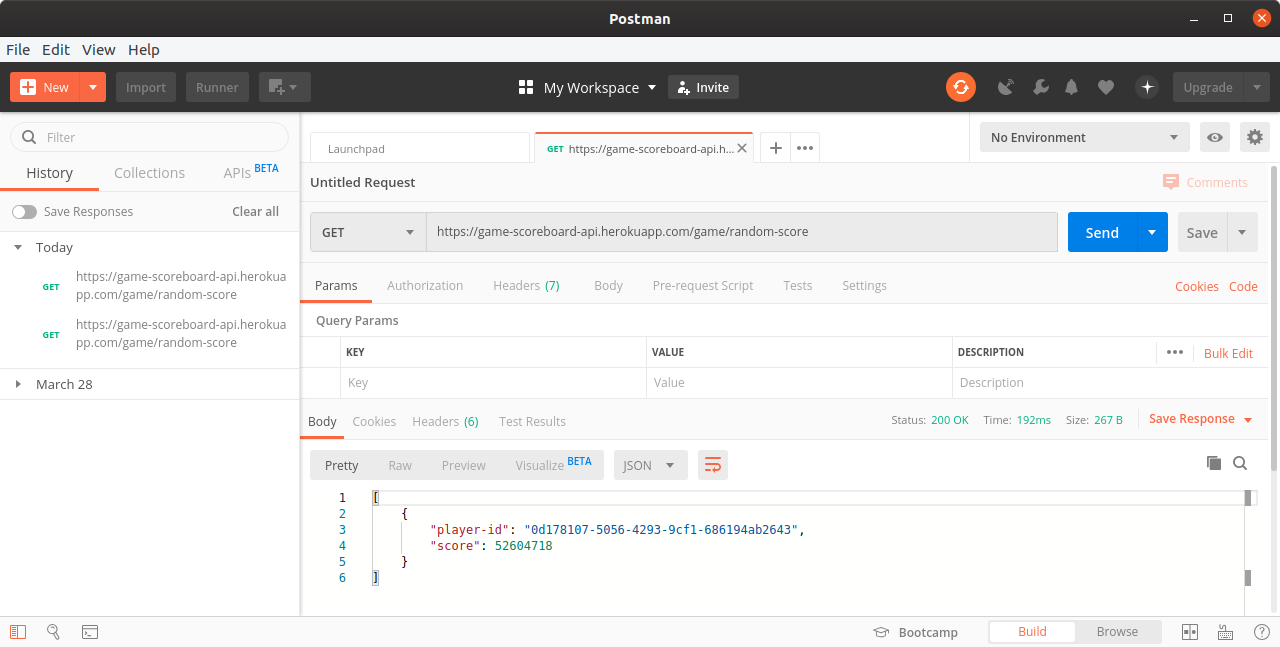 Clojure Webapps - API testing with Postman - random score results